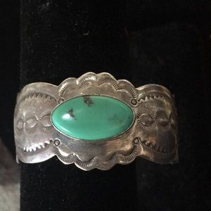 Signed Sterling silver/ turquoise Indian bracelet